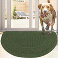Indoor Door Mat 18"X30",Half Round Non Slip Machine Washable Entryway Rug for Front/Back Door,Half Circle Absorbent Low Profile Entrance Floor Mat for Spring Summer Muddy Wet Shoes and Paws- Green