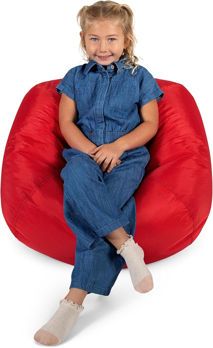 Big Joe Classic Bean Bag Chair for Kids Bedroom and Reading Nook, Easy-Clean Red, Durable Nylon Polyester Blend, 2 feet Refillable | 2 feet, Smartmax Fabric, Polystyrene Bean Filled, Refillable, Nylon Polyester, Safe for Kids Ages 3+, Supports Up to 25...
