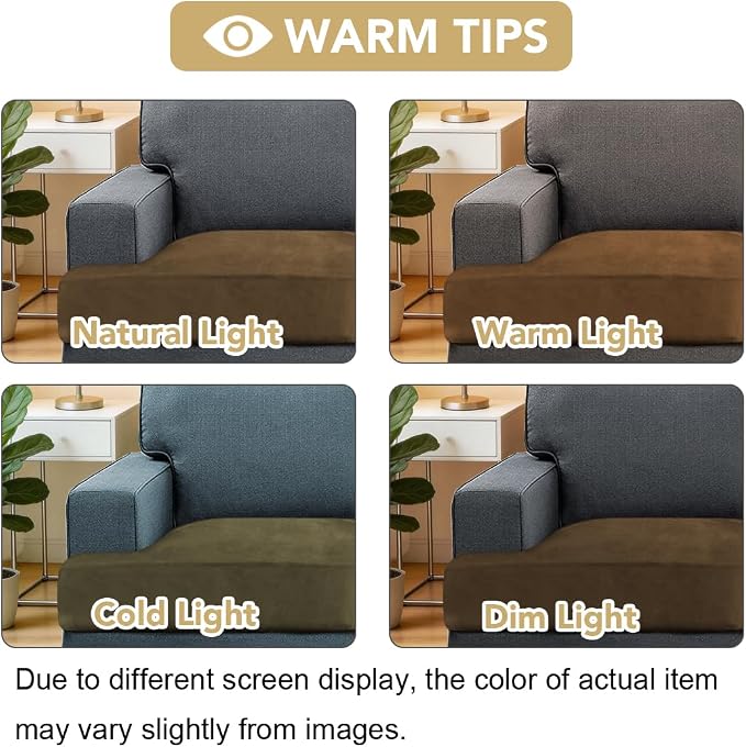 H.VERSAILTEX Stretch Velvet 2 Piece T Cushion Sofa Slipcovers for Living Room Individually Sofa Covers for 2 Cushion Seat Cushion Covers Stay with Elastic Bands (Sofa, Bronze Brown)