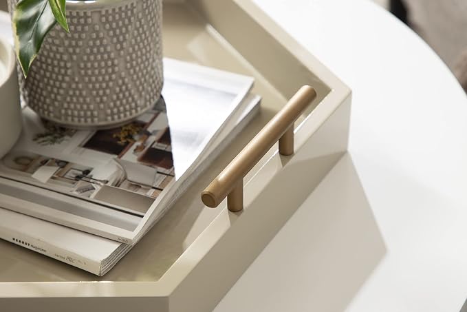 Kate and Laurel Lipton Modern Hexagon Tray; 18 x 18; Sand; Midcentury Decorative Serving Tray for Storage and Display