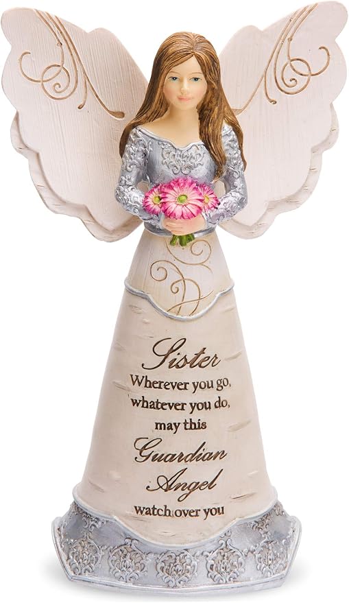 Pavilion Gift Company Elements Sister Guardian Angel Figurine, 6", Pink
