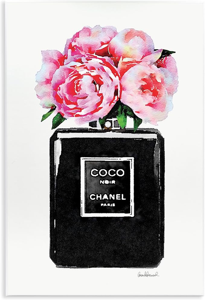 'Glam Perfume Bottle Flowers'| Wall Plaque Art | Stupell Industries | 10 x 15 Inches, Easy to Hang and Sturdy, Made in USA, by Amanda Greenwood