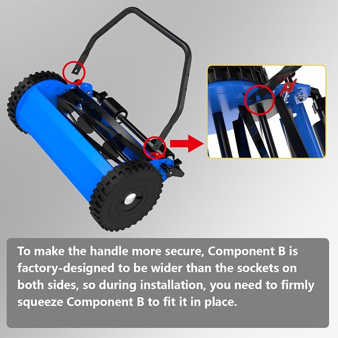 16-Inch Reel Lawn Mower with Grass Catcher and Tool-Free Blade Adjustment, 5-Blade Manual Push Lawn Mower, 5-Position Height Adjustable