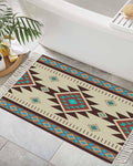 Boho Southwestern Entryway Rug 2X3 Ft Bathroom Mat, Washable Woven Aztec Abstract Geometric Throw Carpet with Tassel, Non-Shedding Vintage Native American Patterned Indoor Outdoor Kitchen Doormats