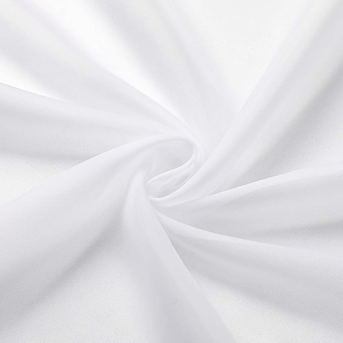 Cafe Curtains 36 Inch Length Tier 2 Pieces, Modern Soft Airy Sheer Kitchen Short Curtains for Small Window, Rod Pocket Small Curtain for Bathroom Basement, White, Each, 42" Wx36 L Inches