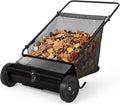 Steel 26 Inch Push Lawn Sweeper with 7 Cu ft Hopper Bag | Walk Behind Heavy Duty Leaf Collector and Yard Sweeper, Adjustable Brush Height for Patio Driveway & Garden Grass