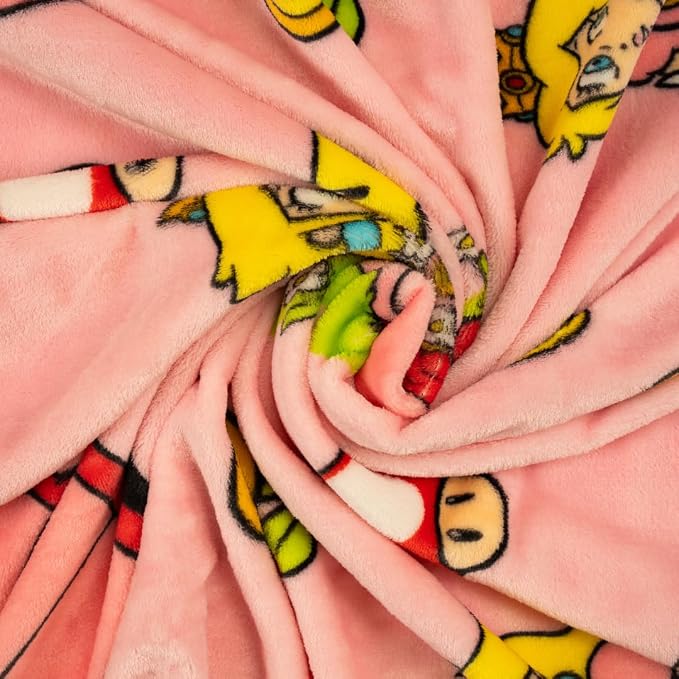 Nintendo Super Marios Bros. Gaming Princess Peach Girl Bedding Super Soft Silk Touch Throw, 46 in x 60 in, (Officially Licensed Product)