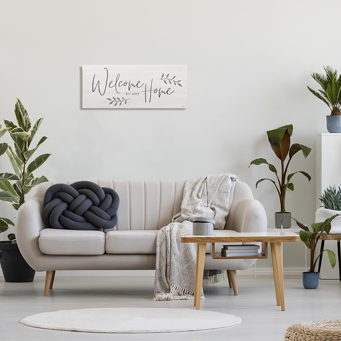 'Welcome To Our Home Country Sign'| Canvas Art | Stupell Industries | 30 x 13 Inches, Easy to Hang and Sturdy, Made in USA, by Natalie Carpentieri