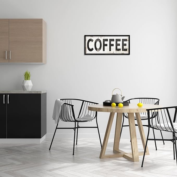Stupell Industries 'Coffee Typography Vintage Sign', Framed Giclee Art, Black, 24 x 10 Inches, Easy to Hang and Sturdy, Made in USA, by Jennifer Pugh