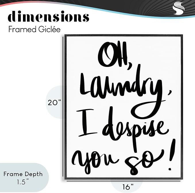 Stupell Industries 'Laundry I Despise You', Framed Giclee Art, Black, 16 x 20 Inches, Easy to Hang and Sturdy, Made in USA, by SD Graphics Studio | Stupell Industries | Black, 16 x 20 Inches, Easy to Hang and Sturdy, Made in USA, by SD Graphics Studio