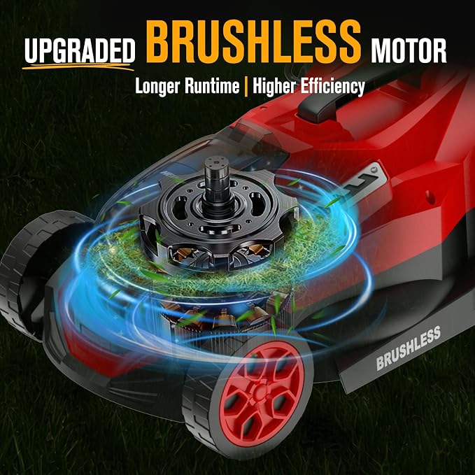 HEINPRO 14" Cordless Lawn Mower Compatible with Milwaukee M18 Battery | 2-in-1 Mulching & Rear Bagging Design, Brushless Motor w/ 5-Position Height Adjustment for Small Yards (Battery not Included)