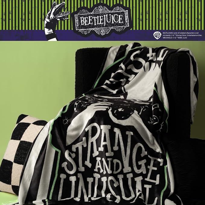 Beetlejuice Halloween Lydia Throw Blanket, Super Soft Cozy Plush Bedding, 46" x 60", (Officially Licensed Product) by Franco