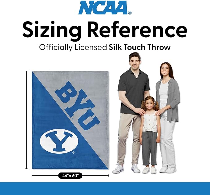 Northwest NCAA Silk Touch Throw Blanket, Ultra Soft Plush Polyester, Lightweight Warm Decorative Fan Gift, 46 x 60 in