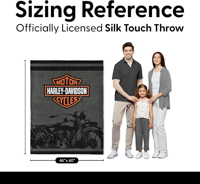 Northwest Harley-Davidson Simple HD Silk Touch Throw Blanket, 46 x 60 in | 100% Polyester, Velvety Feel, Lightweight Warmth, Couch Bed Chair Lounging, Giftable Indoor Comfort