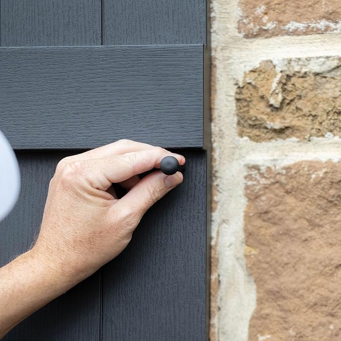 Ekena Millwork Lifetime Vinyl LL1S14X06700CB Standard Cathedral Top Center Mullion, Open Louver Vinyl Shutters, w/Installation Shutter-Lok's & Matching Screws (Per Pair), 14 1/2"W x 67"H, Classic Blue
