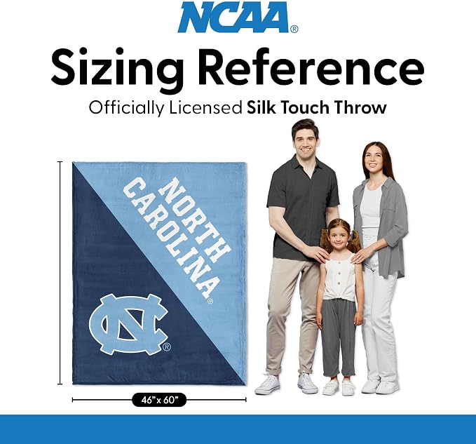 Northwest NCAA Silk Touch Throw Blanket, Ultra Soft Plush Polyester, Lightweight Warm Decorative Fan Gift, 46 x 60 in