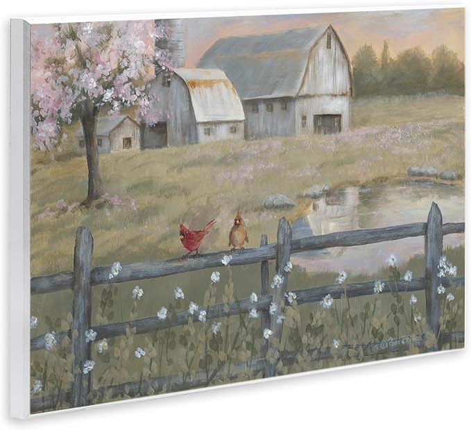 Stupell Industries 'Blossoming Trees Country Farm', Wall Plaque Art, 15 x 10 Inches, Easy to Hang and Sturdy, Made in USA, by Pam Britton | Stupell Industries | 15 x 10 Inches, Easy to Hang and Sturdy, Made in USA, by Pam Britton
