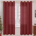 LAMIT Burgundy Red Linen Curtains 72 Inch by LAMIT