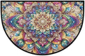Mandala Flowers Half Round Rug Half Moon Door Mat Half Circle Rugs | Ethnic Washable Non-Slip Semi Circle Rug Welcome Half Round Door Mat Indoor Entrance Kitchen Bedroom Living Room Decor