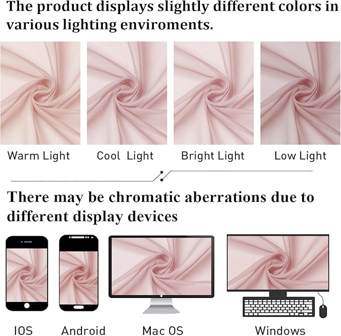 Lecloud Blush Pink Sheer Curtains 72 Inches Long 2 Panels, Lightweight Dual Rod - Image 6