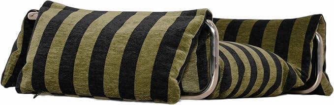 2-in-1 Human & Pet Elevated Dog Sofa, Striped Couch with Metal Frame & Foam, Indoor Pet Furniture