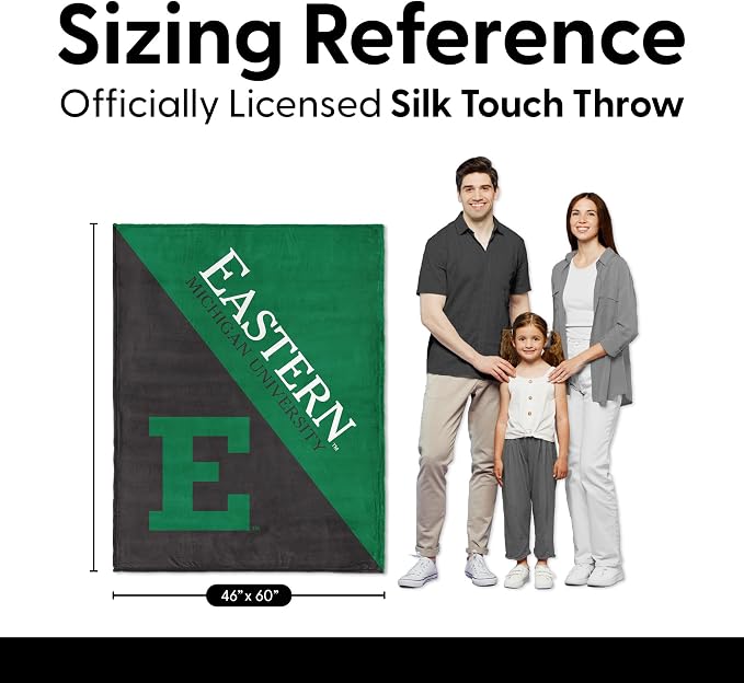 Northwest NCAA Silk Touch Throw Blanket, Ultra Soft Plush Polyester, Lightweight Warm Decorative Fan Gift, 46 x 60 in