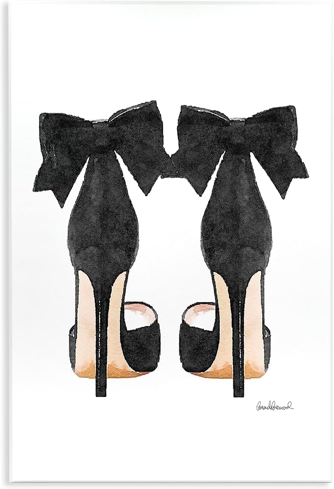 Stupell Industries Glam Pumps Heels With Black Bow Wall Plaque Art, Proudly Made in USA 10x15 | Stupell Industries · By Amanda Greenwood · Hand finished · Ready to hang · Made in USA