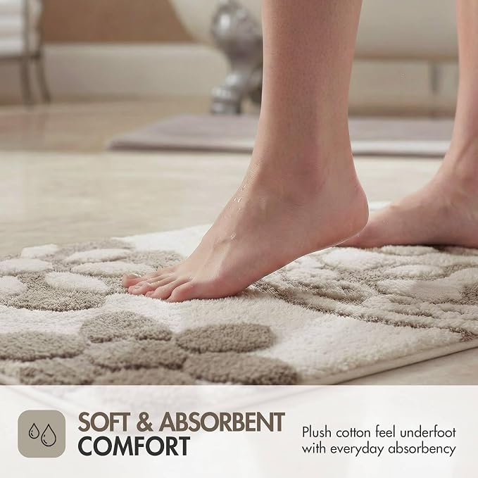 Madison Park Casablanca Tufted Cotton Bath Rug Non-Slip, 20 x 30, Taupe