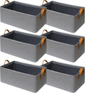 6 Pack Closet Cloth Storage Bins with Handles（Grey 17''L x 12''W x 10''H）