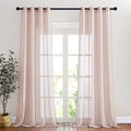 NICETOWN Pink Curtains Linen Sheer Textured, Grommet Semi Sheer Linen Weave by NICETOWN
