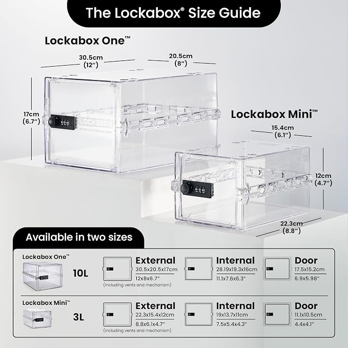 Lockabox One™ | Premium Lock Box | Medium Combination Lock Box For Food, Medicine & Home Safety | External Size 12 x 8 x 6.6 inches (Crystal)