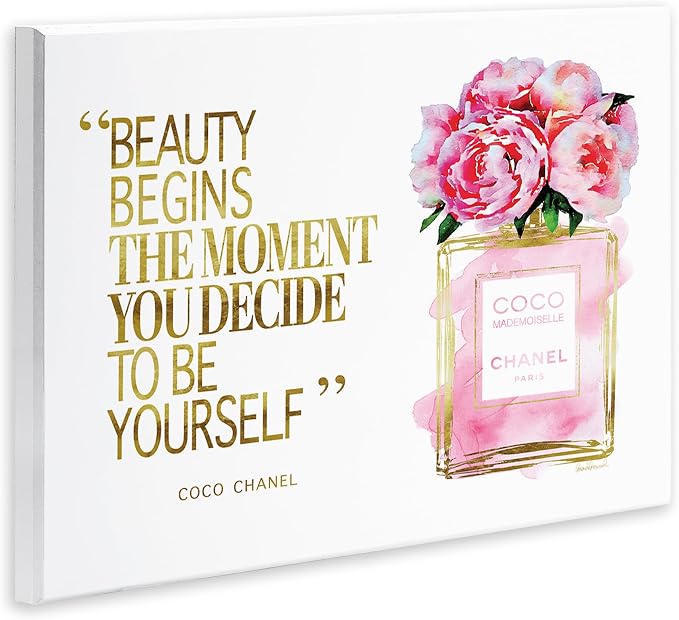 Stupell Industries 'Fashion Designer Perfume Gold Pink Watercolor Inspirational Word ', Wall Plaque Art, 19 x 13 Inches, Easy to Hang and Sturdy, Made in USA, by Amanda Greenwood | Stupell Industries | 19 x 13 Inches, Easy to Hang and Sturdy, Made in U...