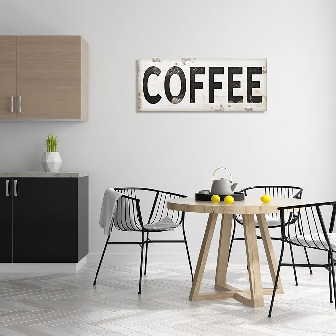 Stupell Industries COFFEE Typography Vintage Sign Canvas Wall Art, Multi-Color | Stupell Industries | 40 x 17 Inches, Easy to Hang and Sturdy, Made in USA, by Jennifer Pugh