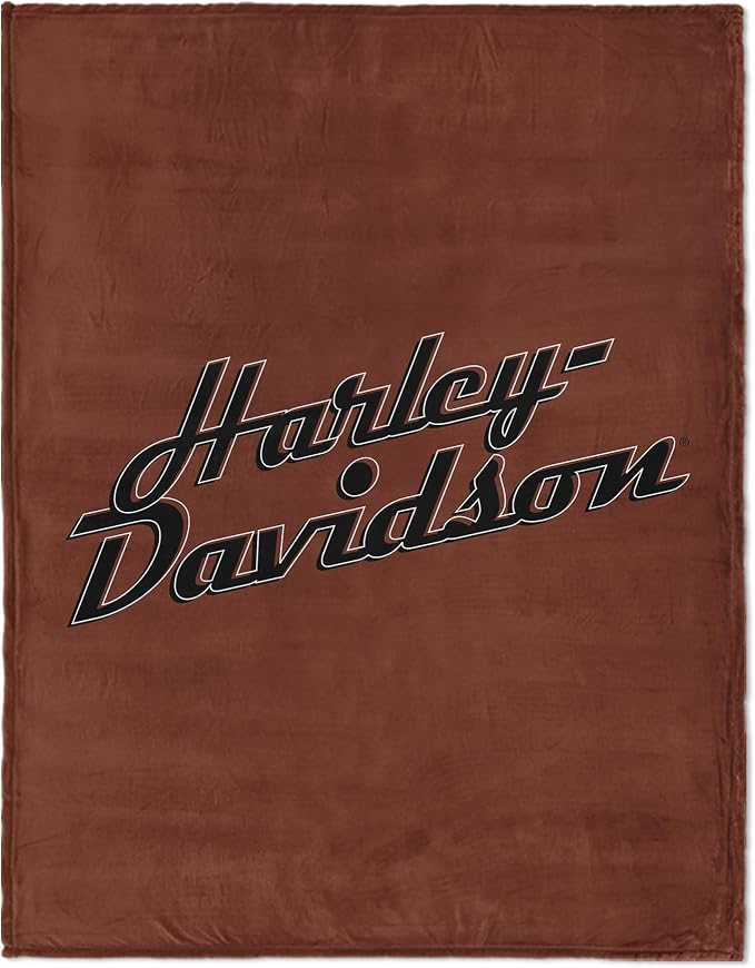 Northwest Harley-Davidson Cursive HD Silk Touch Throw Blanket, 46 x 60 in | 100% Polyester, Velvety Feel, Lightweight Warmth, Couch Bed Chair Lounging, Giftable Indoor Comfort