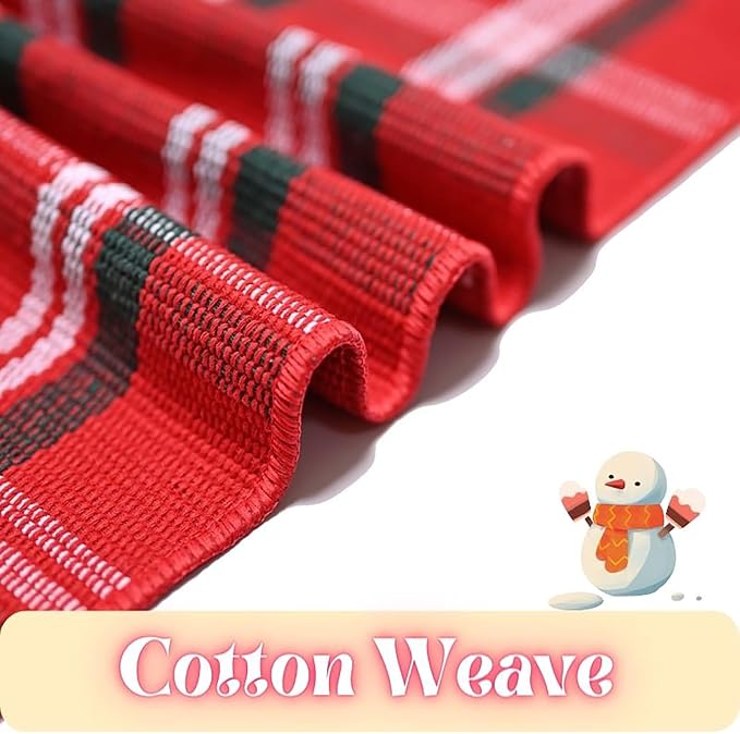 Ckorzen Red Green and White Plaid Rug, 4' x 6' Christmas Front Porch Outdoor Rug, Handwoven Cotton Washable Rug for Layered Door Mats, Holiday Entryway and Home Décor