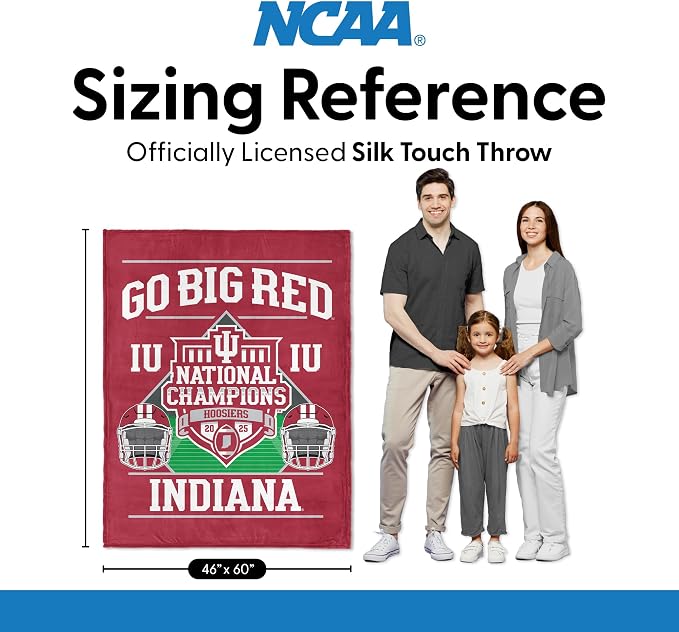 Northwest NCAA Silk Touch Throw Blanket, Ultra Soft Plush Polyester, Lightweight Warm Decorative Fan Gift, 46 x 60 in