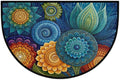 Mandala Half Round Door Mat Non Slip Half Circle Rugs | Flower Color Washable Half Moon Rug Semi Circle Rugs Indoor Entrance Floor Carpet for Kithen Bedroom Fireplace Decor