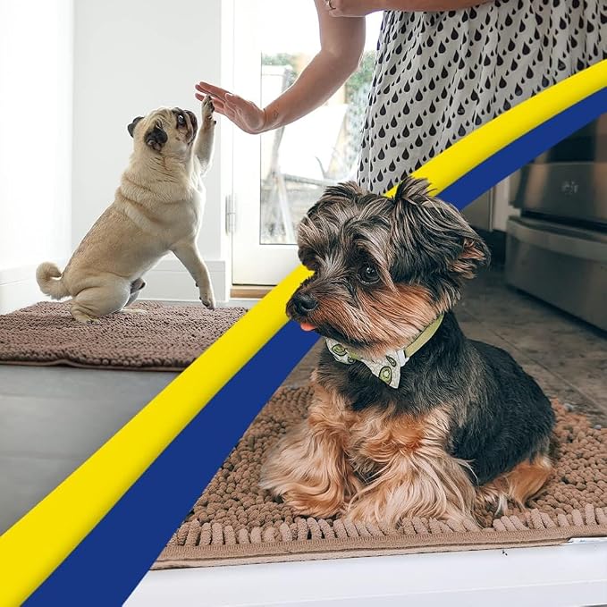 Muddy Mat® | Super Water Absorbent Door Mat Indoor, Microfiber Quick Dry Chenille Entryway Rug, Slip Resistant Front Door Mat, Indoor Mats for Entryway, Machine Washable Pet Rug, Tan 19" x 30"