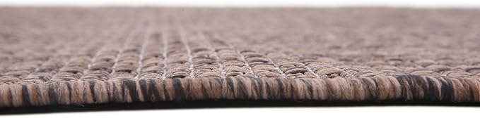 Unique Loom Collection Casual Transitional Solid Heathered Indoor/Outdoor Flatweave Area Rug (4' 1" x 6' 1" Rectangle, Light Brown/Ivory)