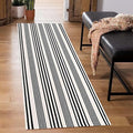 BUAGETUP Black and White Striped Hand-Woven Cotton Runner Rug 2x6ft Machine Washable Indoor Outdoor Doormat for Front Porch Entryway Rug