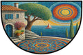 Sailboat Half Round Door Mat Semi Circle Rug Half Moon Doormat | Soft Washable Coastal Sun Welcome Entrance Mat for Outdoor Indoor Floor Bedroom Bathroom Home Kitchen Festival Decor