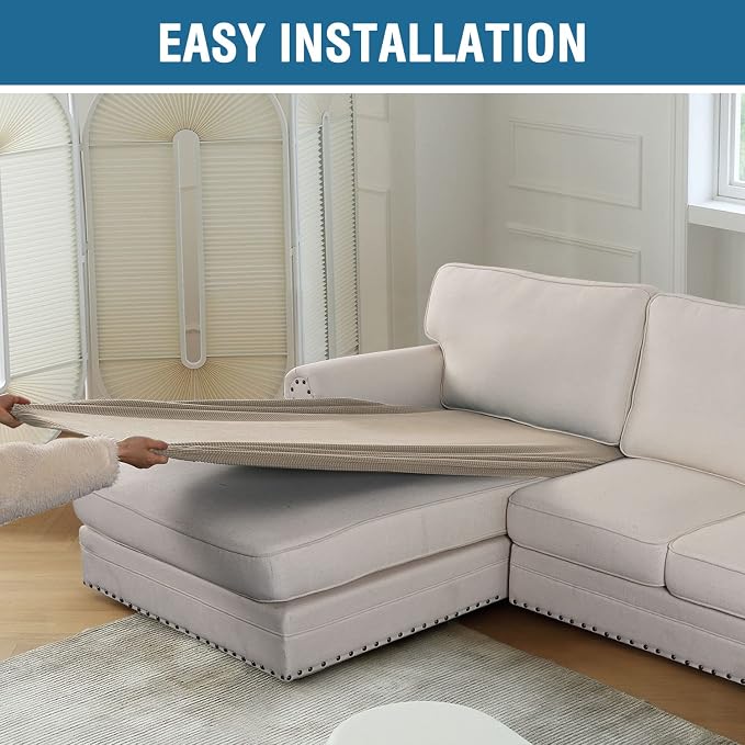 H.VERSAILTEX Sectional Couch Covers 1 Piece Chaise Slipcover L Shape Separate Cushion Couch Cover for Both Left/Right Sectional Couch (Seat Only: 1 Chaises, Island Fossi)