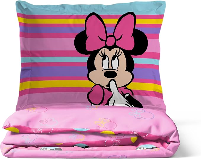 Jay Franco Duvet Cover Set – 3 Piece Comforter Cover and Sham Set, Super Soft Cozy Kids Bedding (Insert Not Included) Pink- Minnie Mouse, Full
