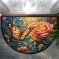 Pardick Vintage Butterfly Rose Anti-Slip Semi Circle Rug - 24X36, Washable Decorative Floor Mat for Kitchen Bathroom Hearth Fireplace