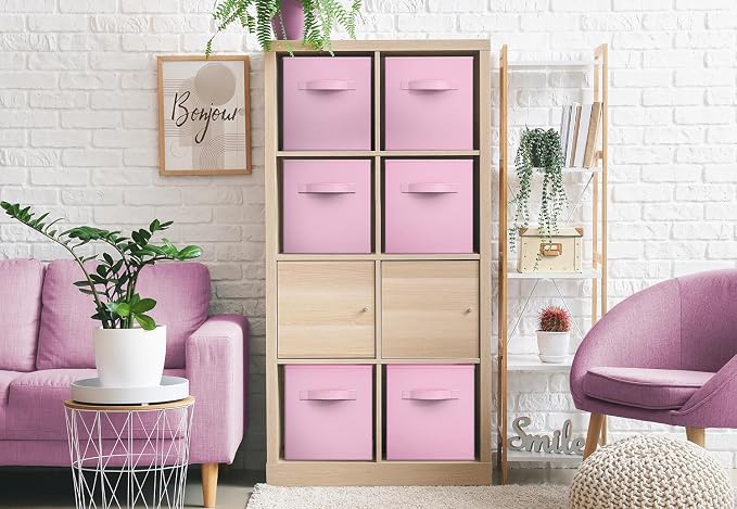 Sorbus Fabric Storage Cubes - 6 Foldable Storage Bins for Organizing Pantry, Cubbies, Toy Box - Clothes Storage & Closet Organizer - 13 Inch Collapsible Cube Baskets for Shelves with Handle
