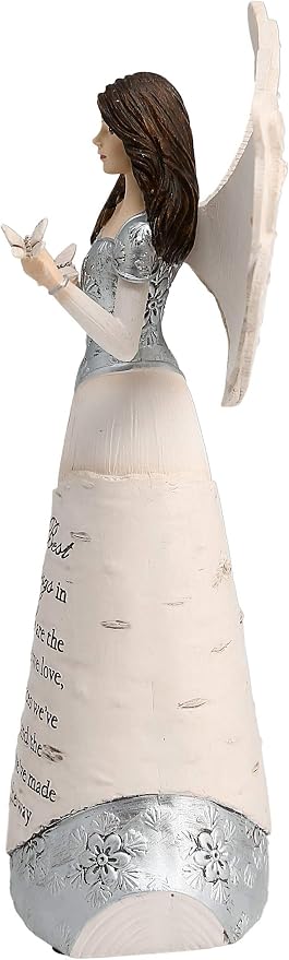 Pavilion Gift Company Elements 82328 Angel Figurine Holding Butterflies, Best Things In Life, 8-Inch , White