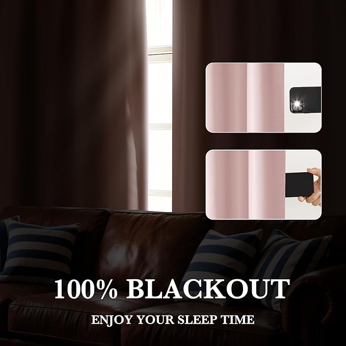 RYB HOME 100% Blackout Short Curtains for Small Window, Thermal Insulated Total Room Darkening Noise Reducing Curtains for Basement Bathroom RV Cars, 29 inches Wide by 24 inches Long, Baby Pink