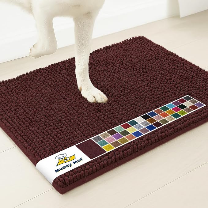 Muddy Mat® | Super Water Absorbent Door Mat Indoor, Microfiber Quick Dry Chenille Entryway Rug, Slip Resistant Front Door Mat, Indoor Mats for Entryway, Machine Washable Pet Rug, Rust 28" x 48"