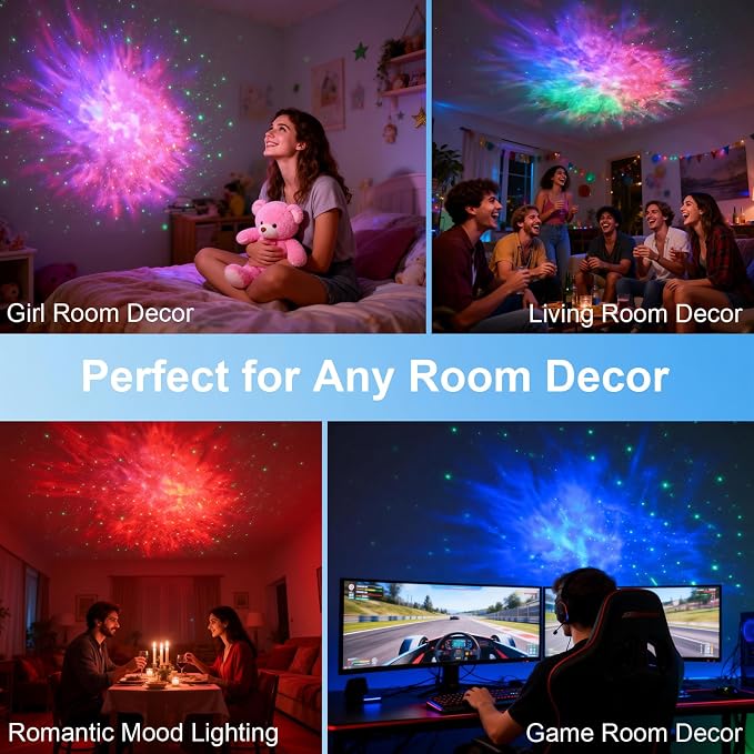 CHIGIH Galaxy Projector, LED Starry Sky Nebula Night Light Star Projector | Bedroom Ceiling Projector, App & Voice Controlled Northern Lights Projector for Room Party Decor, Teen Women Birthday Gifts