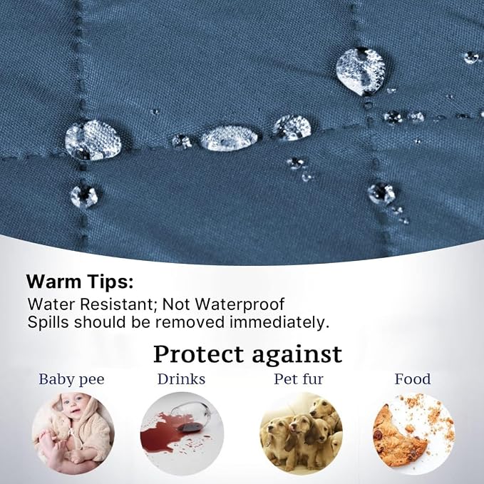 H.VERSAILTEX Water Repellent Sofa Cover Couch Cover Sofa Slipcover for Dogs Couch Protector Reversible Sofa Slipcover for 3 Cushion Couch Furniture Protector for Pets(Sofa, Dark Blue/Beige)